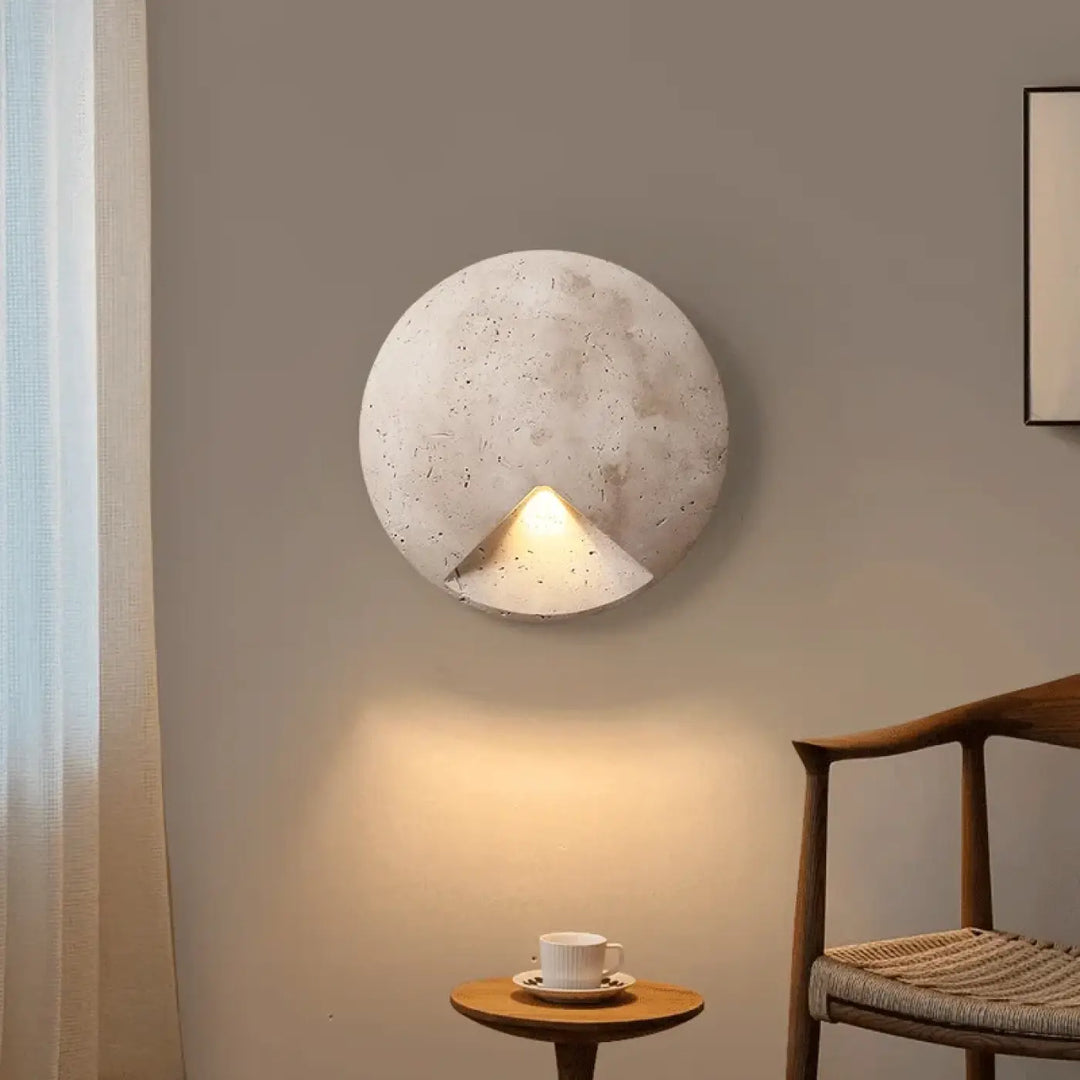 Applique Murale Ronde En Béton Avec Lumière Intégrée

