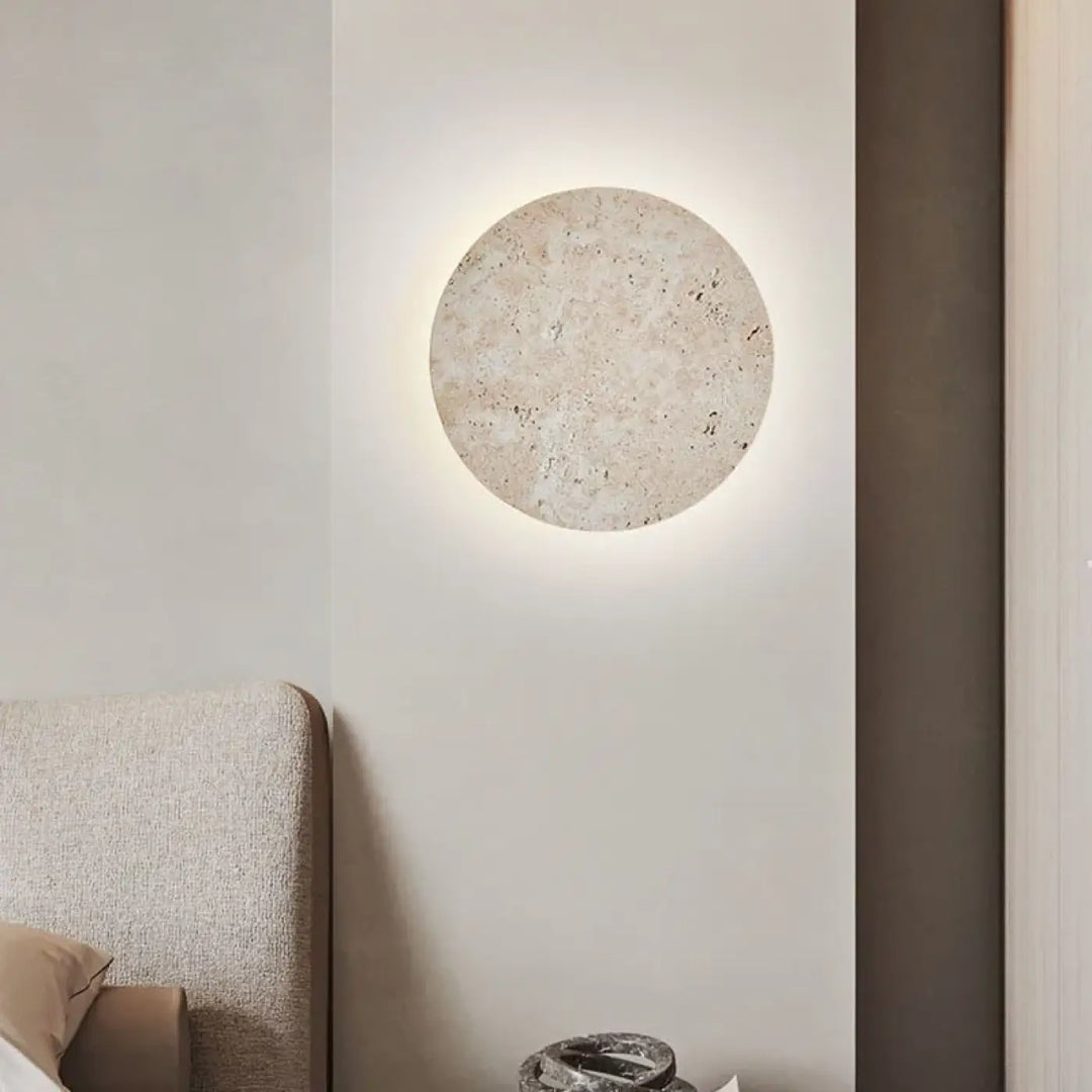 Applique Murale Ronde En Pierre Beige Au Design Naturel