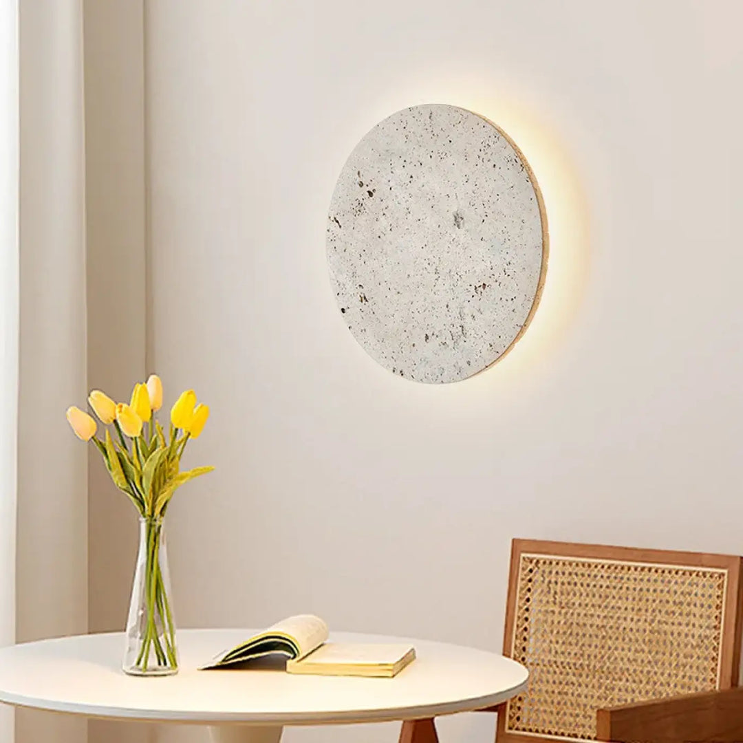 Applique Murale Ronde En Pierre Beige Au Design Naturel