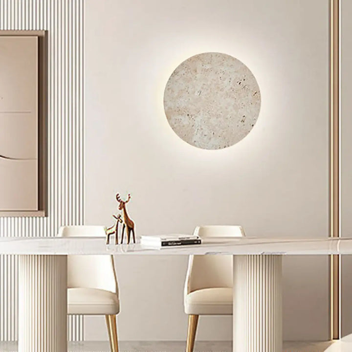 Applique Murale Ronde En Pierre Beige Au Design Naturel