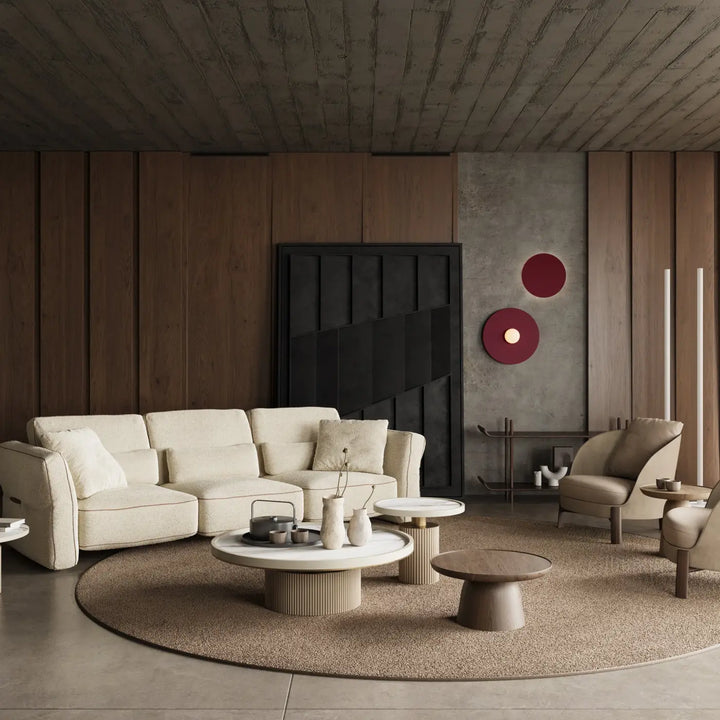 Applique murale ake 50 vert olive avec disque métallique rond et sphère laiteuse créent une inspiration rétro élégante