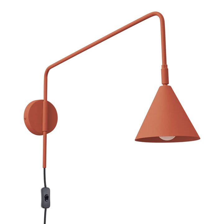 Applique murale moderne nox rouge ocre avec forme exceptionnellement légère et caractère distinct en terre cuite