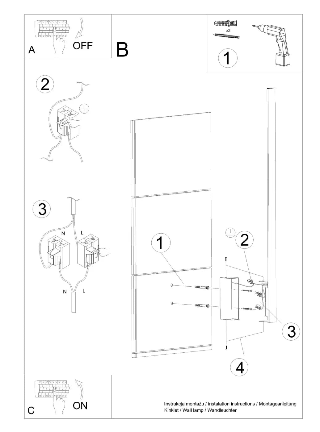 Schéma d'installation du luminaire