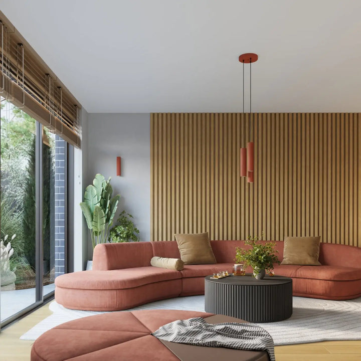 Applique murale karbon 30 rouge ocre avec design minimaliste et compatible avec ampoules gu10 interchangeables