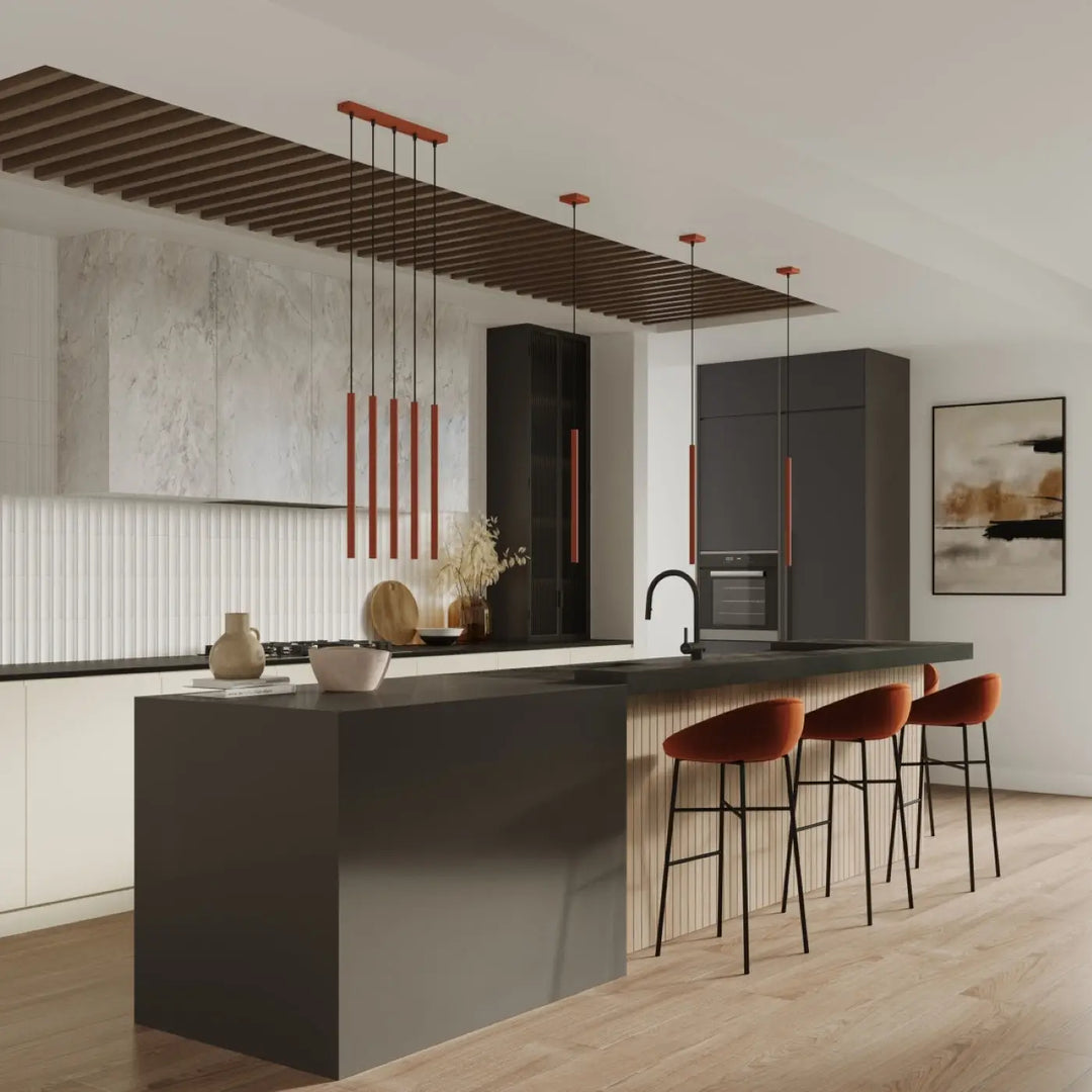 Applique murale pastelo 2 rouge ocre avec suspension pastelo solution parfaite pour un design moderne