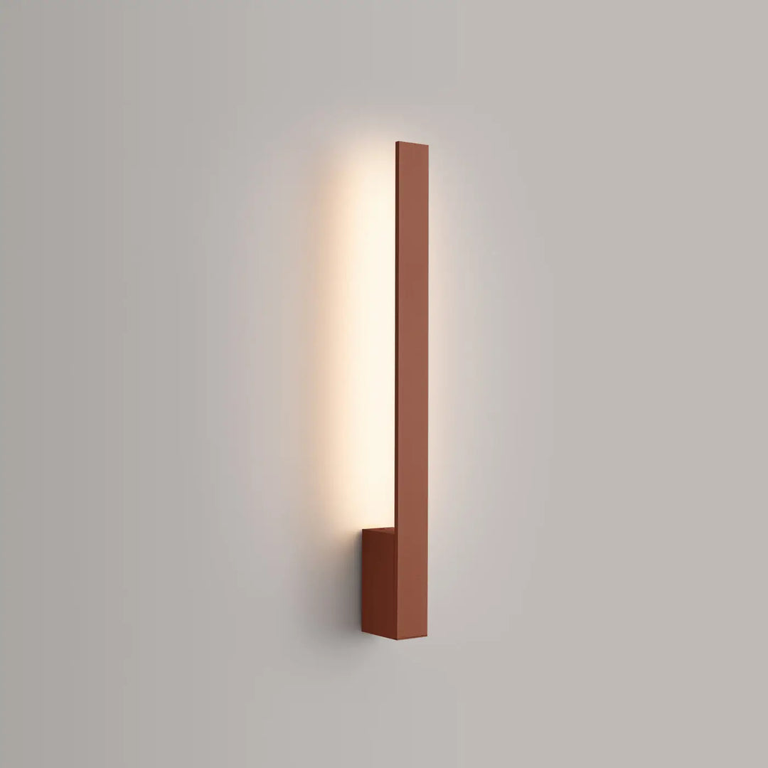 Applique murale lahti 50 led 3000k rouge ocre avec module led intégré boîtier allongé mat cuivre minimaliste