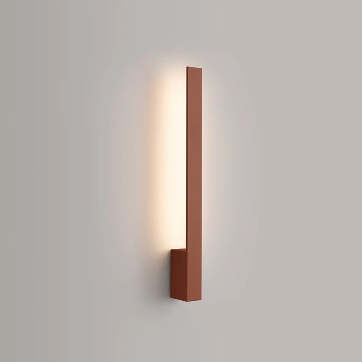 Applique murale lahti 50 led 3000k rouge ocre avec module led intégré boîtier allongé mat cuivre minimaliste