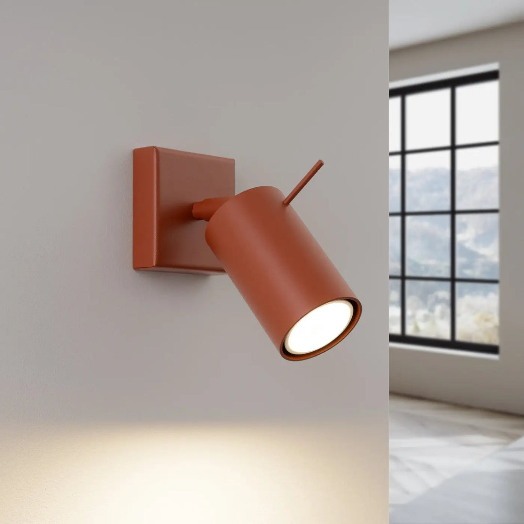 Applique murale lampe ring rouge ochra avec finition mate terracotta pour un éclairage flexible minimalisme moderne