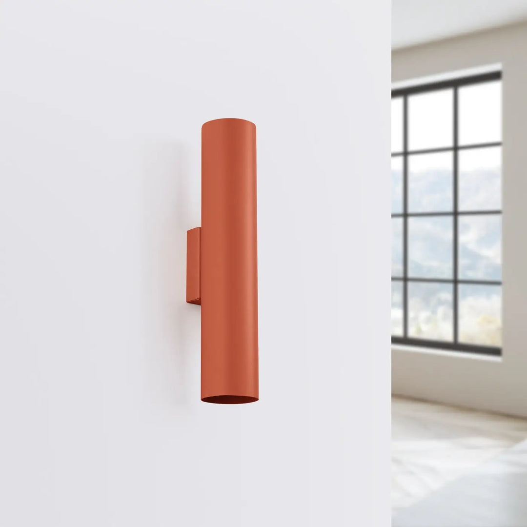 Applique murale lagos 2 rouge ocre cylindrique en finition mate avec design moderne pour lampe à suspension