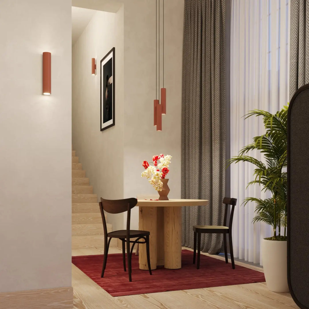 Applique murale lagos 2 rouge ocre en céramique texturée avec bouquet de fleurs design moderne pour lampe à suspension
