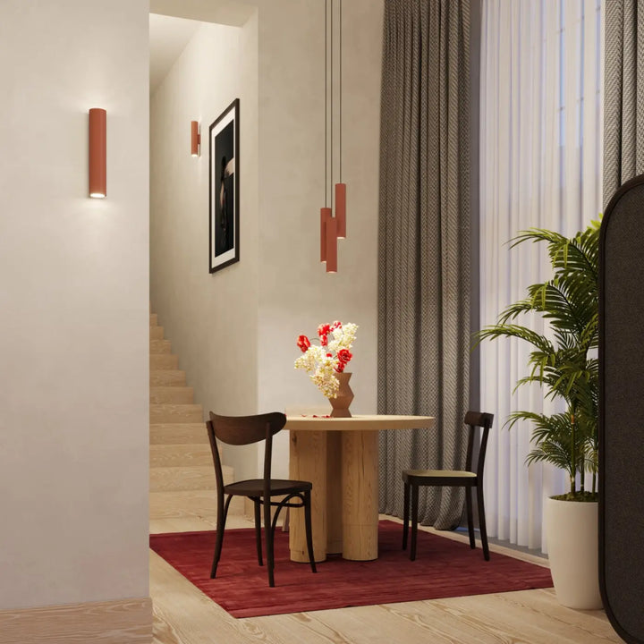 Applique murale lagos 2 rouge ocre en céramique texturée avec bouquet de fleurs design moderne pour lampe à suspension