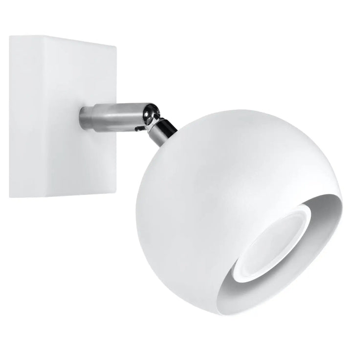 Applique murale oculare blanc sphérique avec finition mate et joint chrome pour illuminez précisément un espace moderne