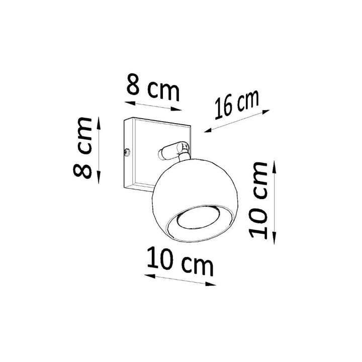 Applique murale moderne oculare noire avec spot arrondi et platine rectangulaire pour illuminez précisément