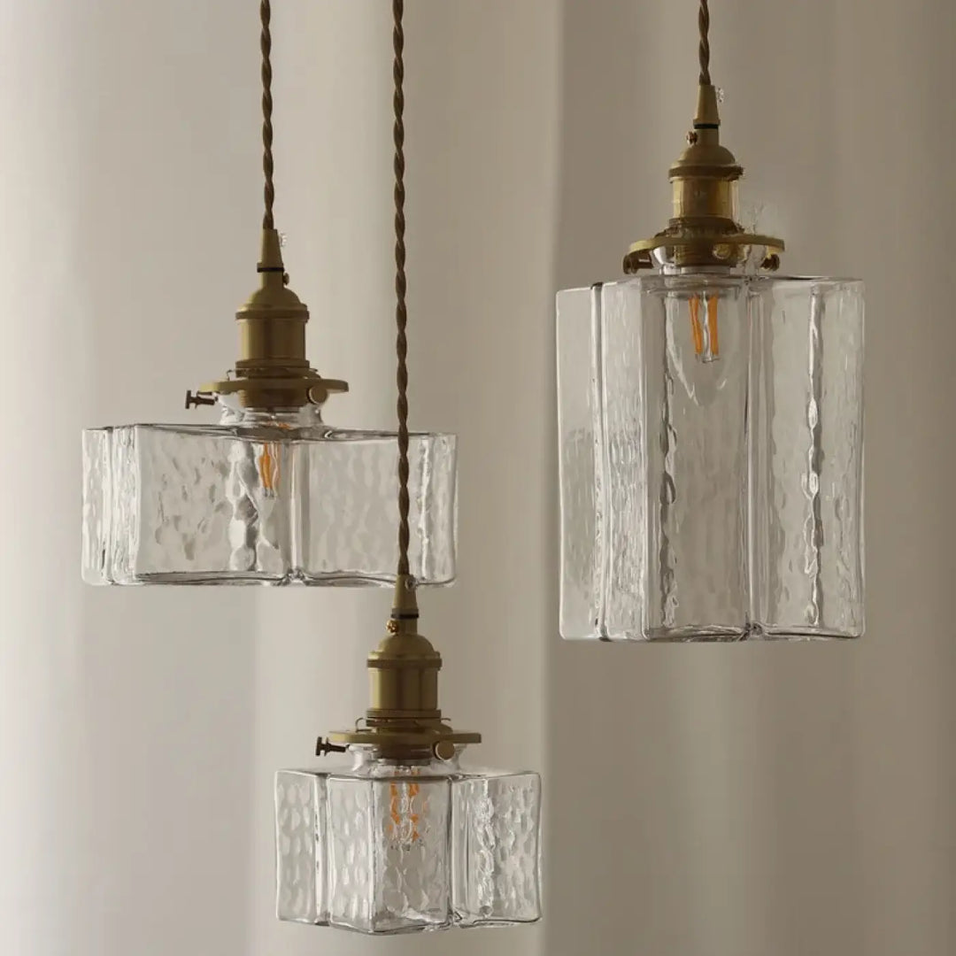 Applique murale style ancien laiton avec suspension verre