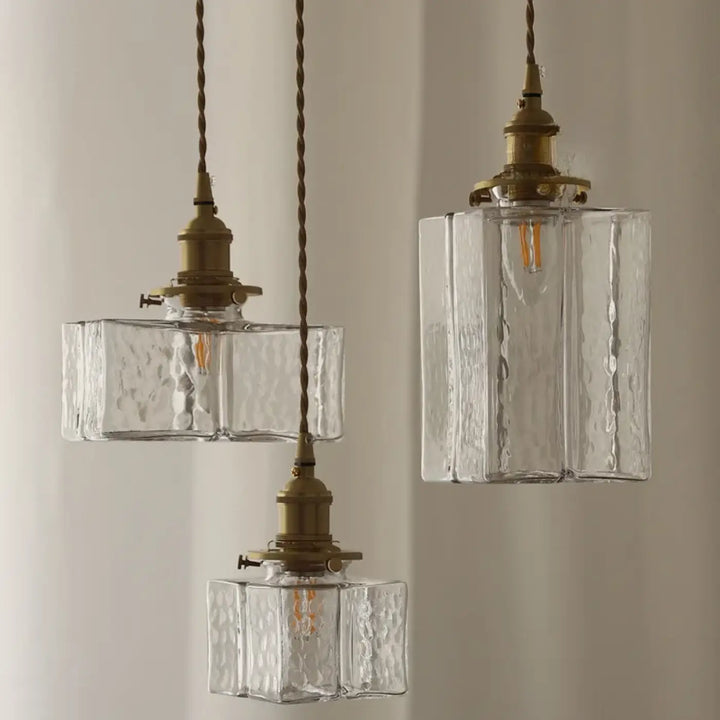 Applique murale style ancien laiton avec suspension verre