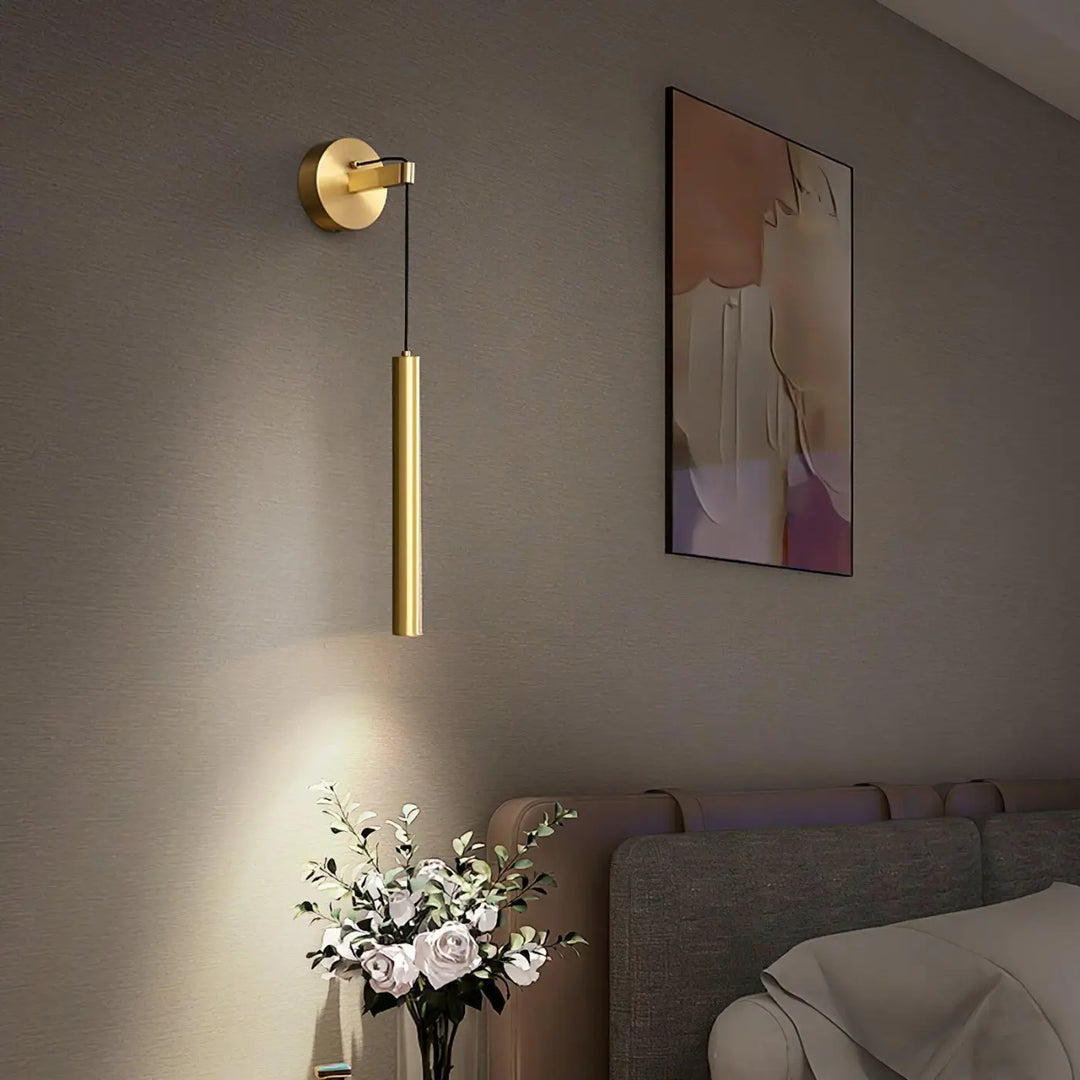 Applique Murale Suspendue Chambre Cylindre Or Élégant