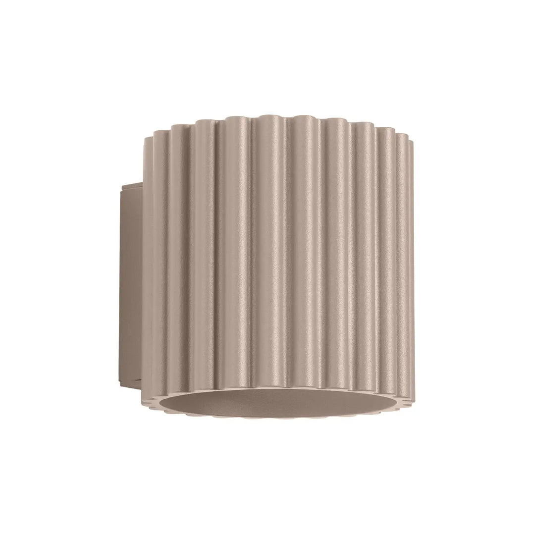 Applique murale aura taupe beige en forme unique inspirée avec design moderne cylindrique côtelé