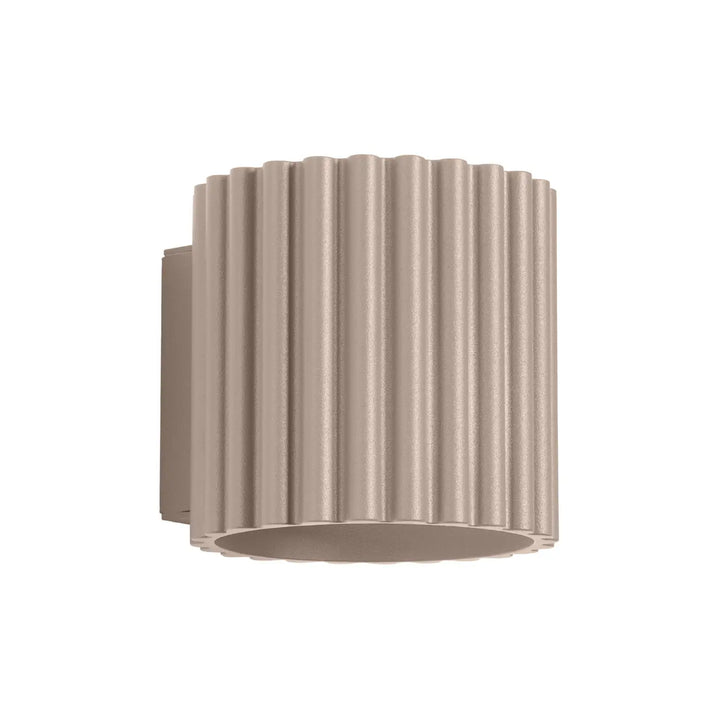 Applique murale aura taupe beige en forme unique inspirée avec design moderne cylindrique côtelé