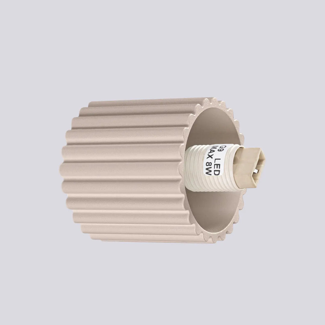 Applique murale lampe halo taupe avec forme unique cylindrique texturée et base intégrée pour bureau décorative