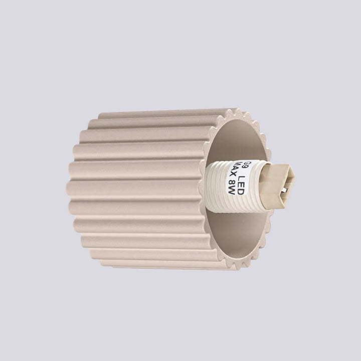Applique murale lampe halo taupe avec forme unique cylindrique texturée et base intégrée pour bureau décorative
