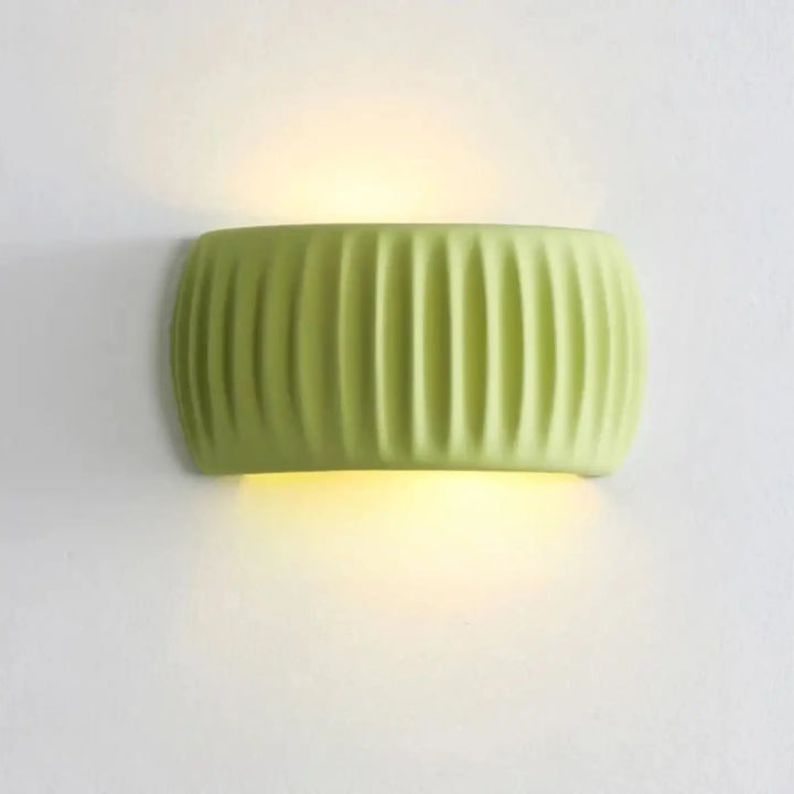 Applique murale krema en céramique lime vert avec effet ridé émettant un chaleureux éclairage tendance