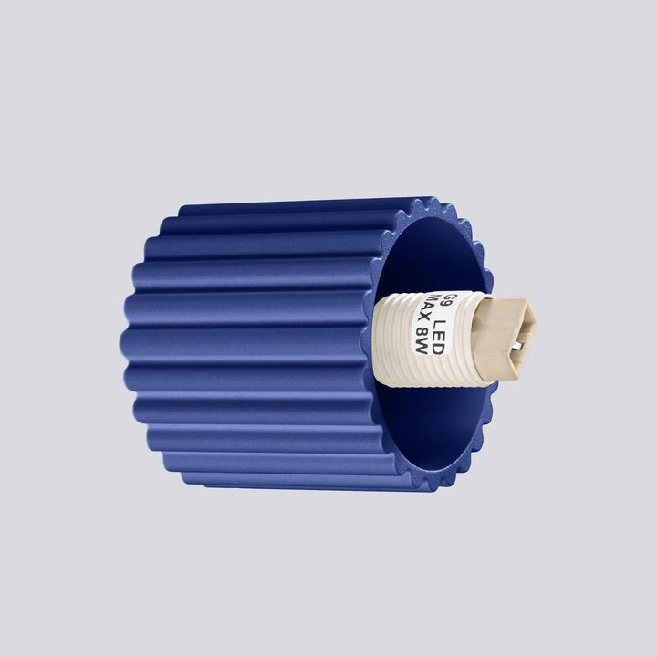 Applique murale lampe halo bleu côtelé avec ampoule beige g9 sphère laiteuse pour bureau décorative