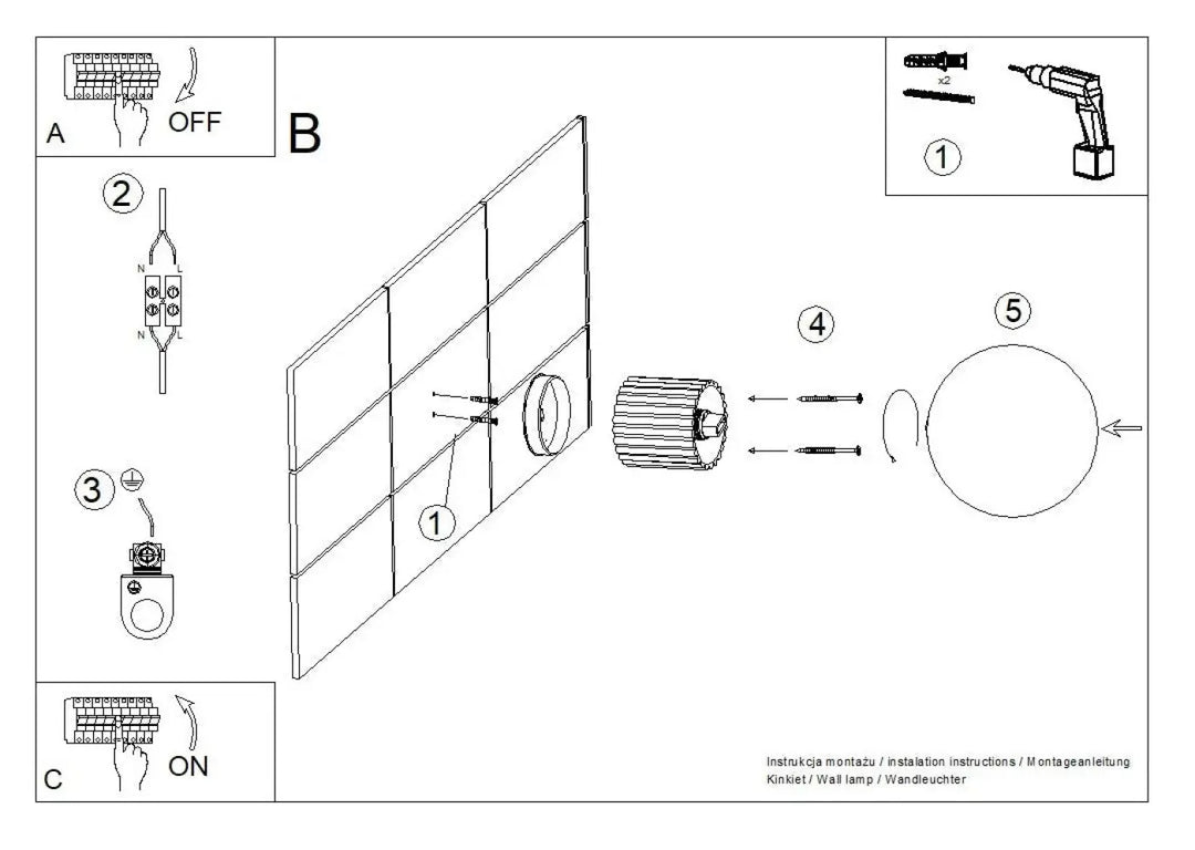 Applique murale lampe halo avec boîtier cylindrique cannelé et base circulaire idéale pour bureau décorative