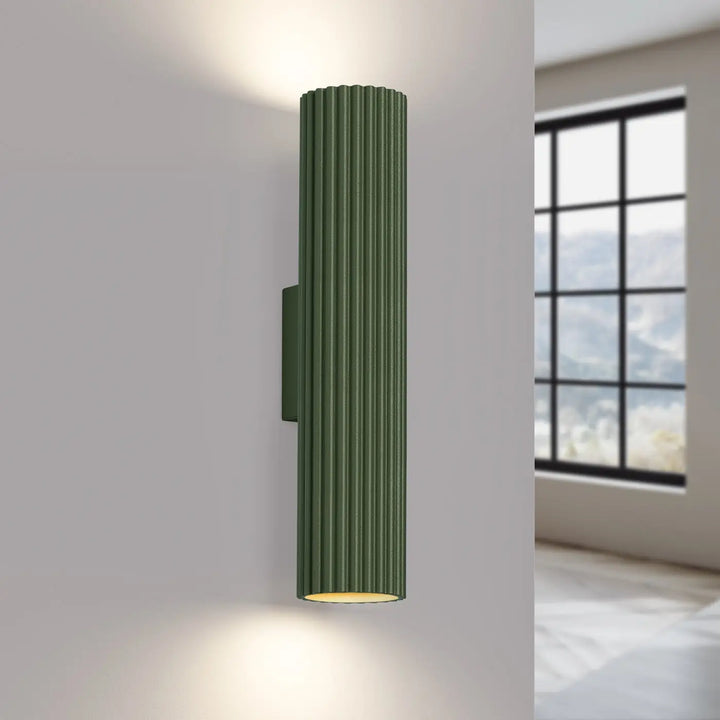 Applique murale karbon 30 vert olive design minimaliste à structure cylindrique avec ampoules gu10 interchangeables