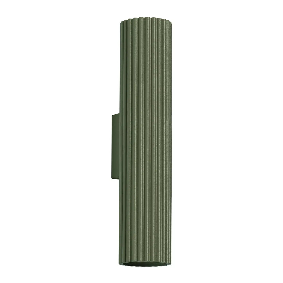 Applique murale karbon 30 vert olive en métal nervuré avec design minimaliste et ampoules gu10 interchangeables