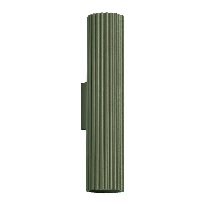 Applique murale karbon 30 vert olive en métal nervuré avec design minimaliste et ampoules gu10 interchangeables