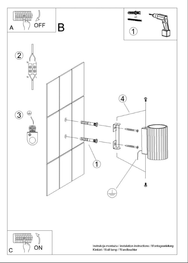 Applique murale karbon 10 vert olive avec finition métallique cannelée et support intégré pour design minimaliste