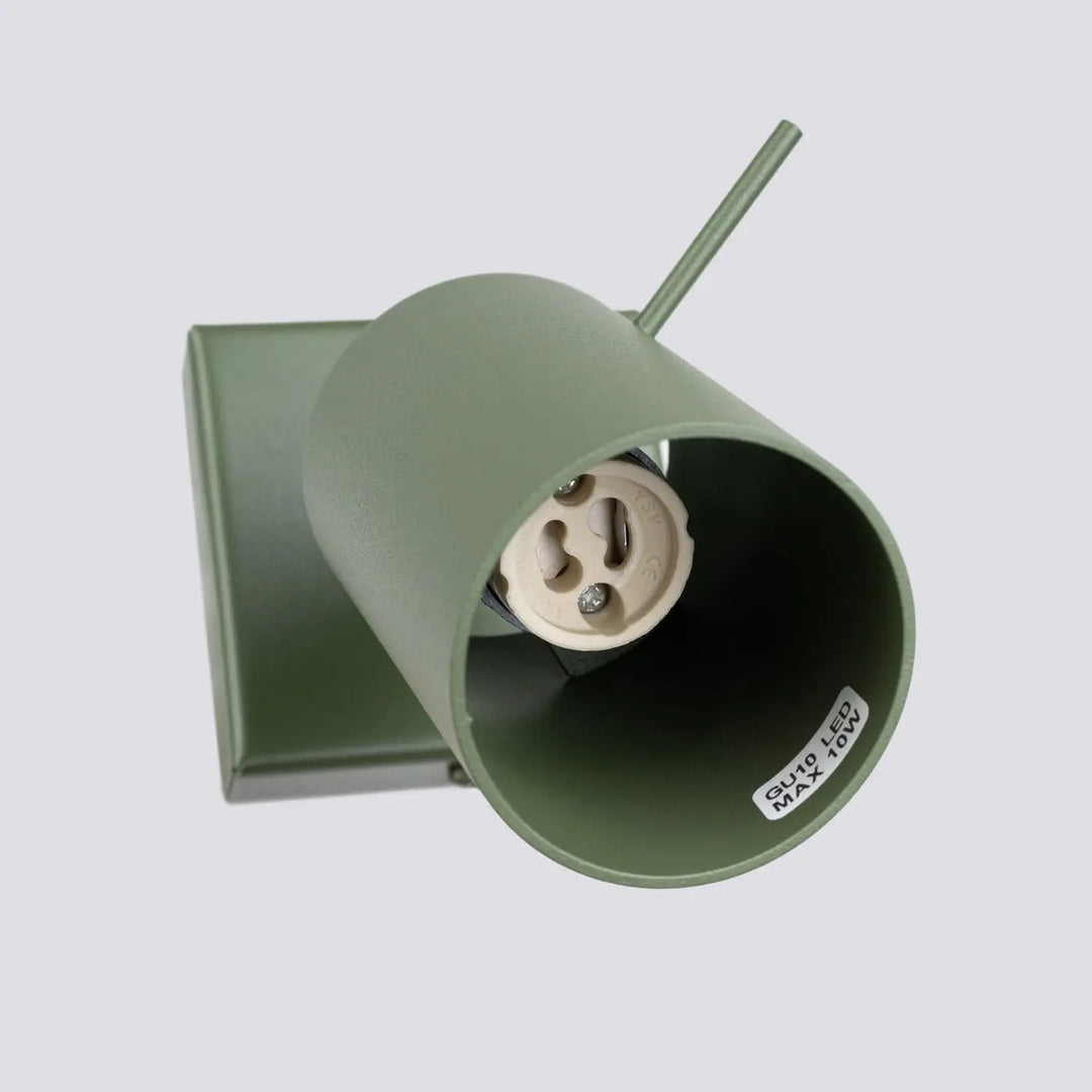 Applique murale ring vert olive avec spot led cylindrique gu10 finition mate pour éclairage flexible et minimalisme moderne