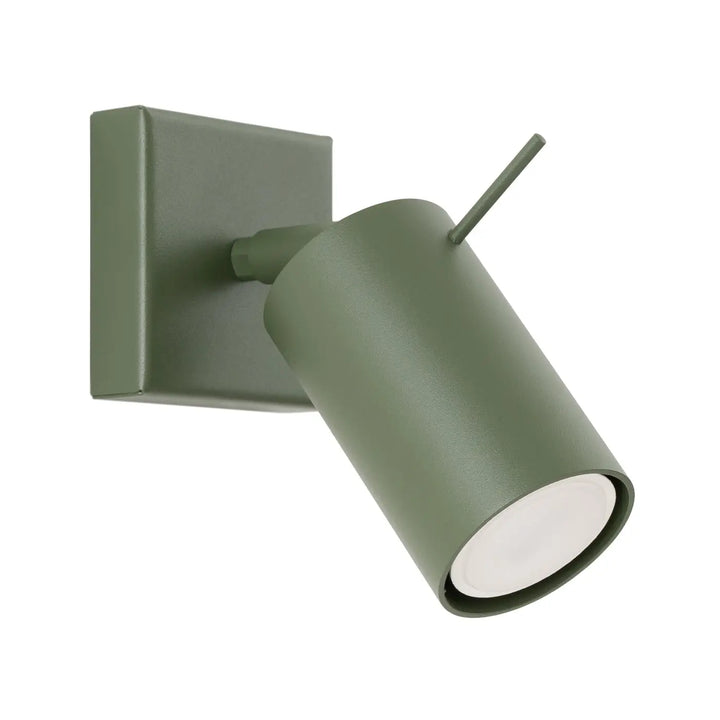 Applique murale lampe ring vert olive finition mate avec tête cylindrique et base carrée pour éclairage flexible minimalisme moderne