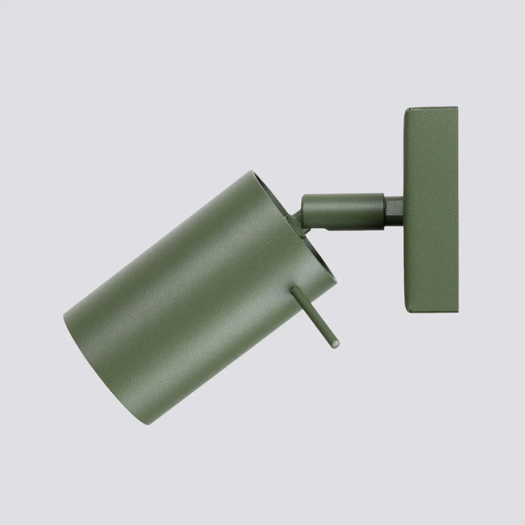 Applique murale lampe ring vert olive mat avec tête cylindrique et éclairage flexible minimalisme moderne