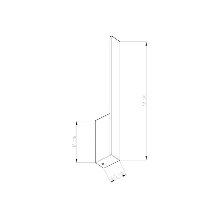 Applique murale en métal noir minimaliste lahti 70 led 4000k avec design angulaire vert olive et marquages précis