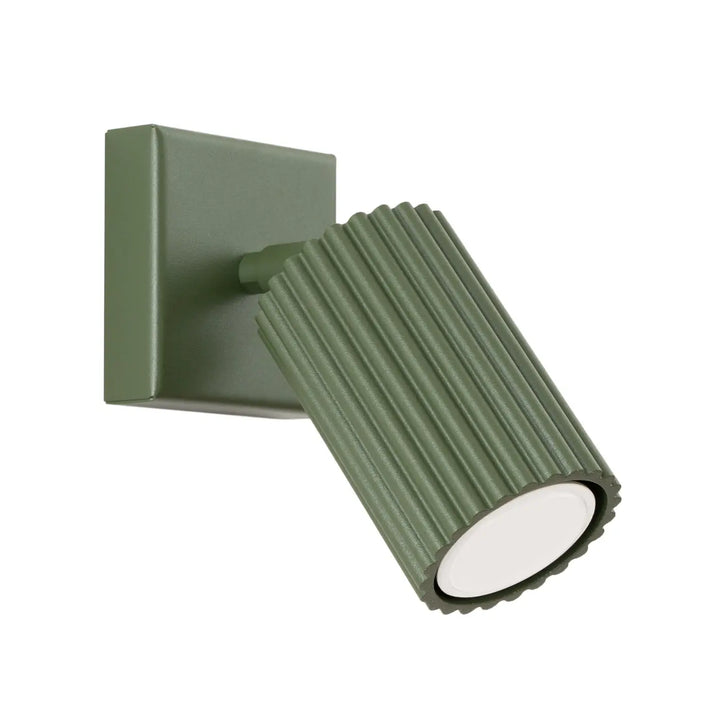 Applique murale karbon vert olive en métal cannelé avec ampoules gu10 interchangeables et design minimaliste