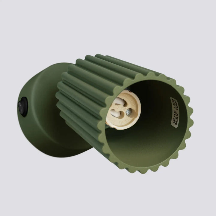Applique murale carbone vert olive avec interrupteur design minimaliste et ampoules gu10 interchangeables