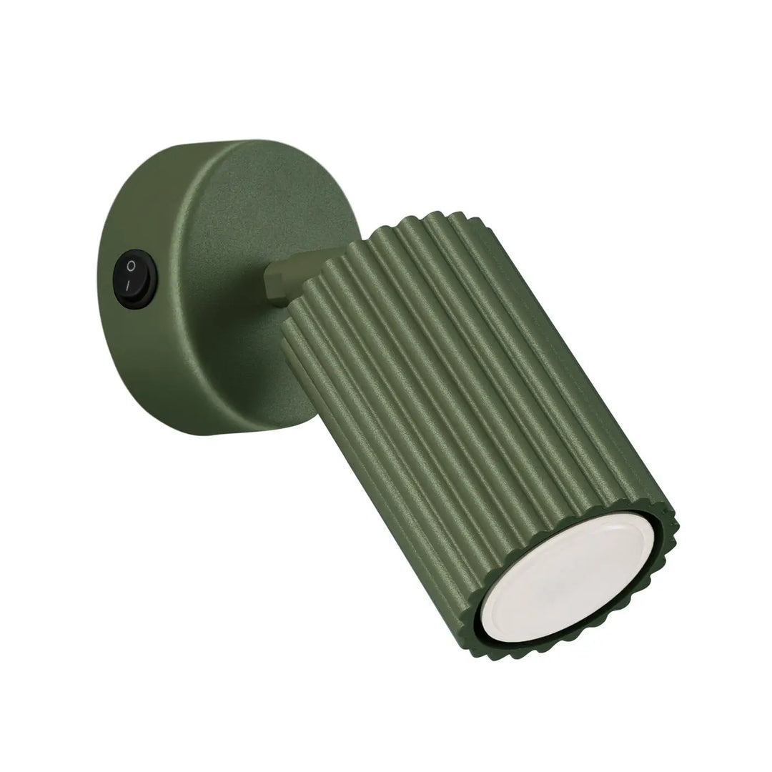 Applique murale avec interrupteur carbone vert olive en design minimaliste avec ampoules gu10 interchangeables