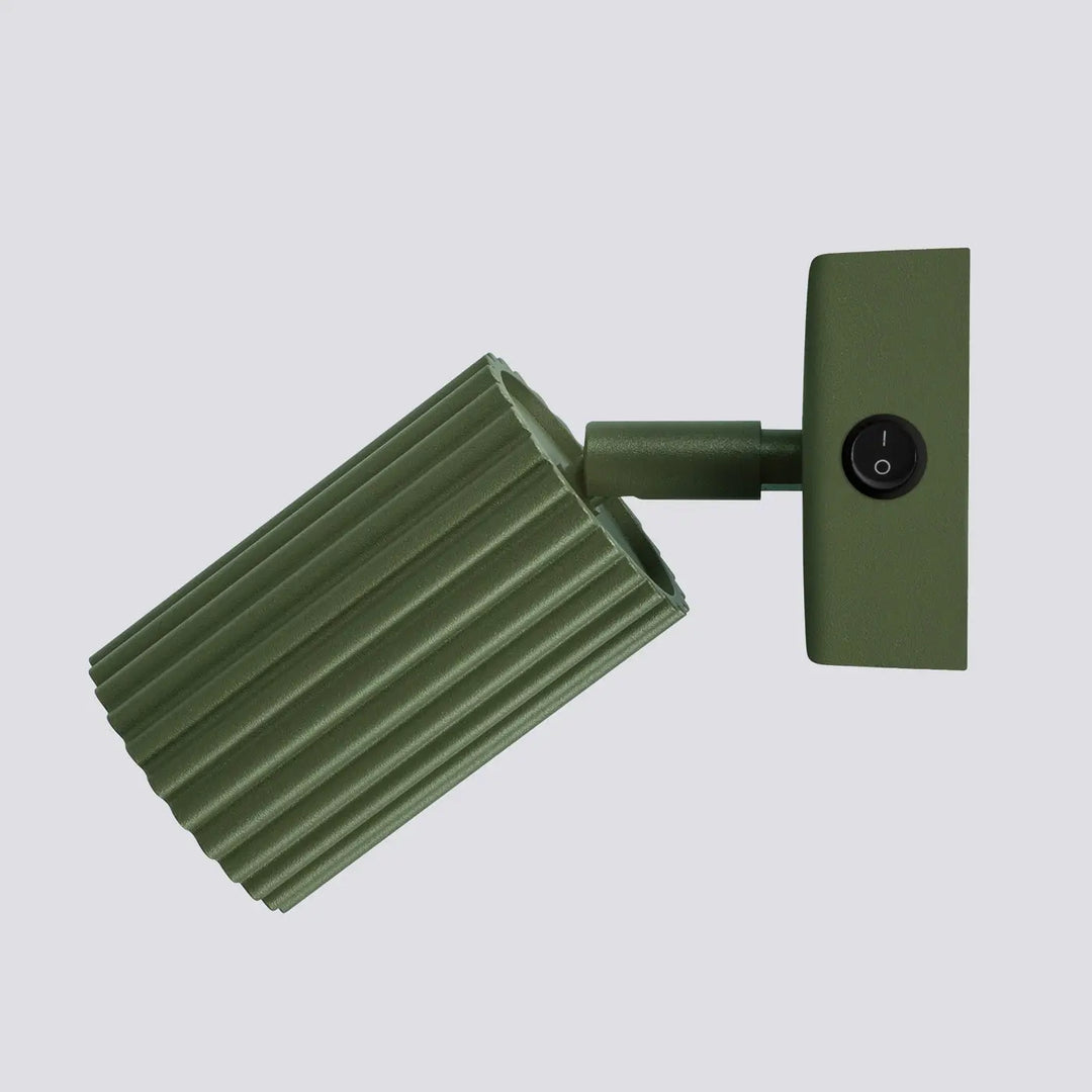 Applique murale karbon vert olive avec interrupteur intégrée design minimaliste et ampoules gu10 interchangeables