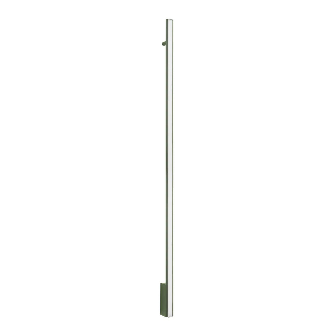 Applique murale lagom 150 en vert olive avec poignée en acier inoxydable minimaliste finition polie lumière chaude