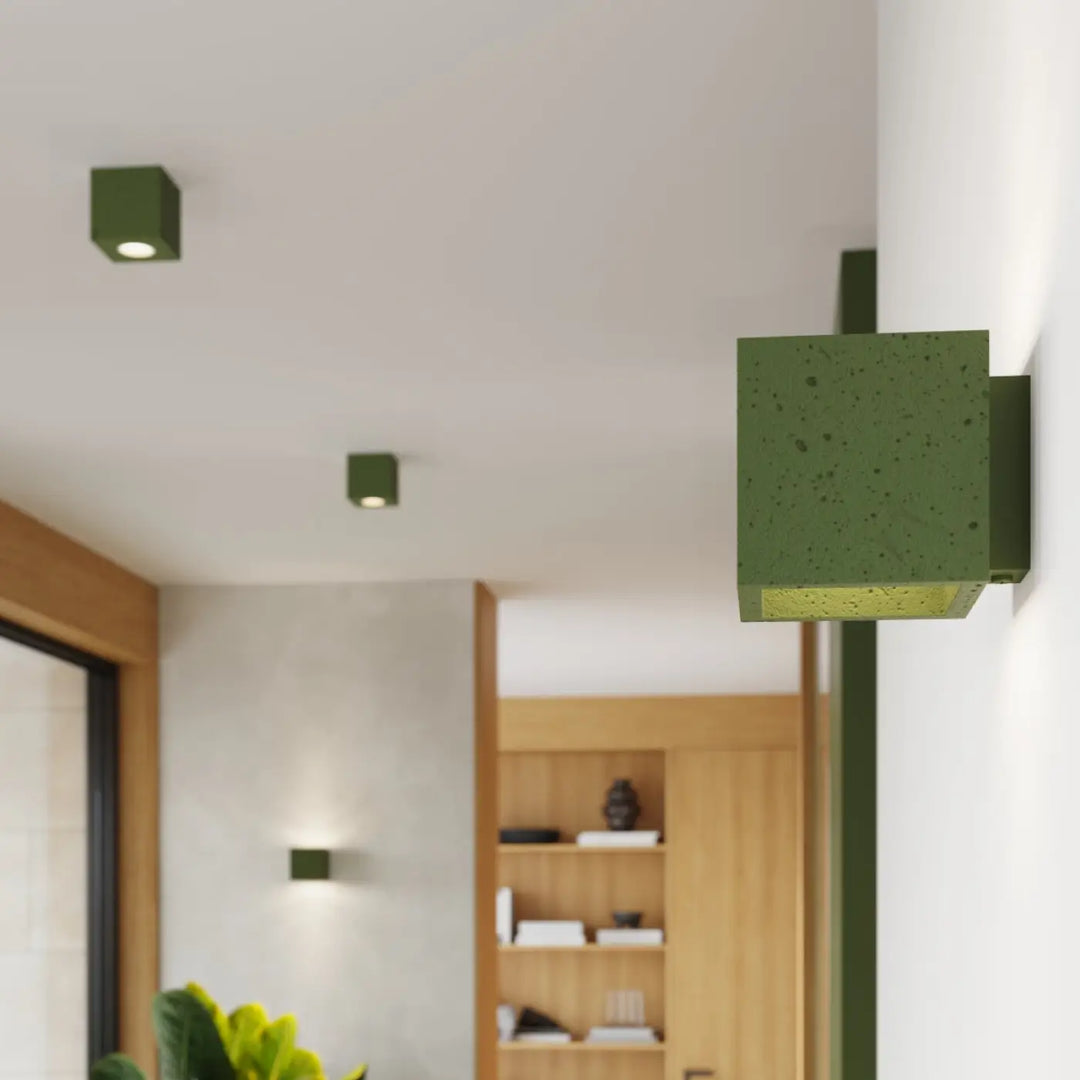 Applique murale quad béton vert olive avec texture béton et design contemporain pour un accent décoratif unique
