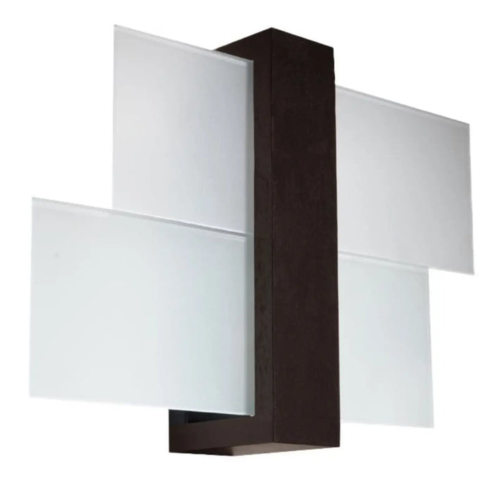 Applique murale feniks 1 wenge avec cadre rectangulaire brun foncé et panneaux en verre dépoli pour atmosphère unique