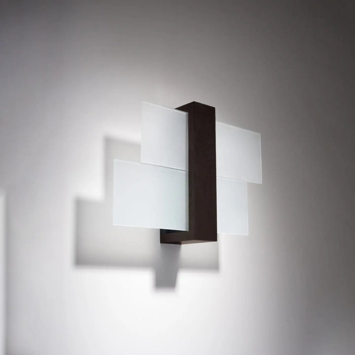 Applique murale feniks 1 wenge avec cadre rectangulaire brun foncé et panneaux en verre dépoli pour une atmosphère unique