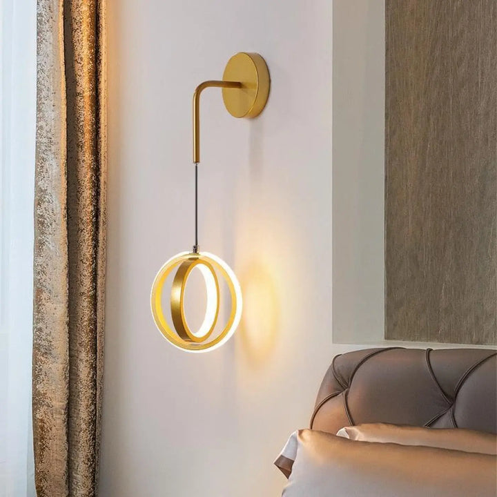 Applique Murale Chambre Adulte LED En Cercle Doré Ou Noir