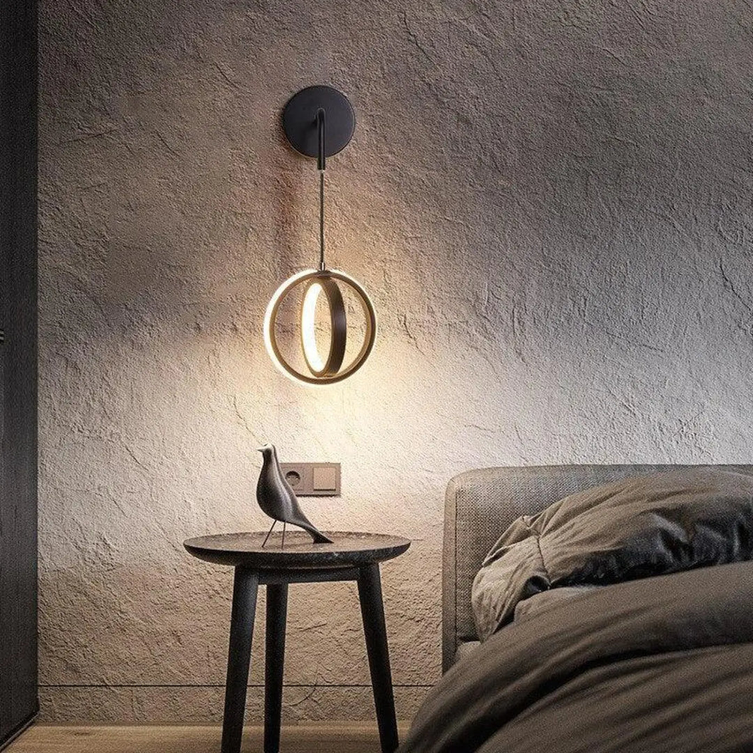 Applique Murale Chambre Adulte LED En Cercle Doré Ou Noir