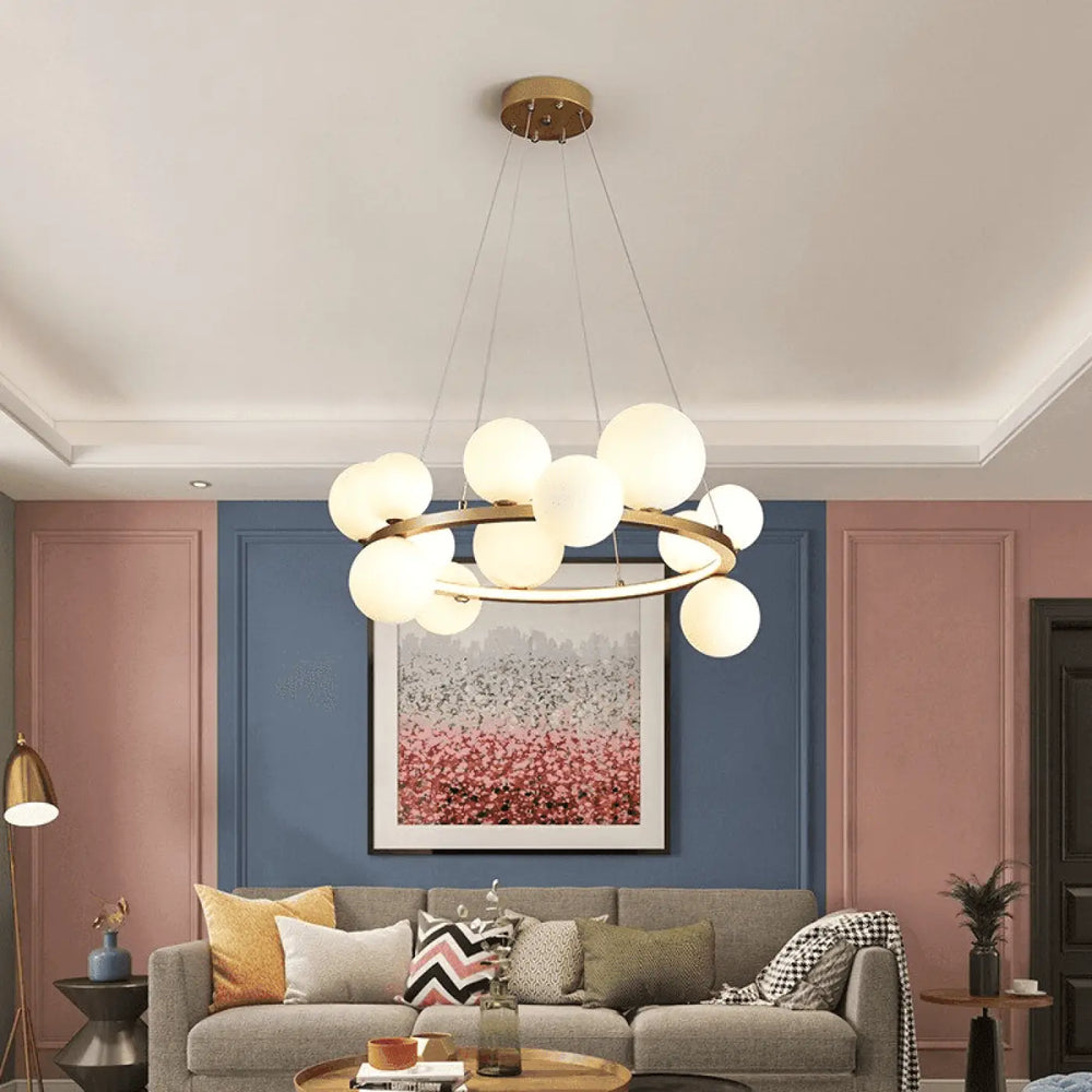 Suspension Boule Dorée Design Moderne