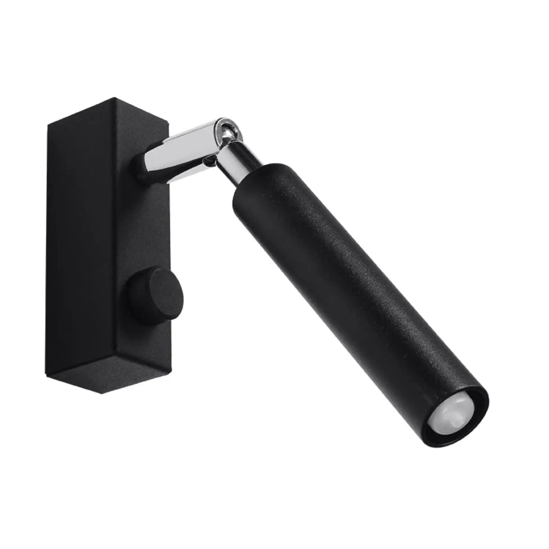 Applique murale moderne eyetech 1 noir avec faisceau eyetech et joint chrome style industriel