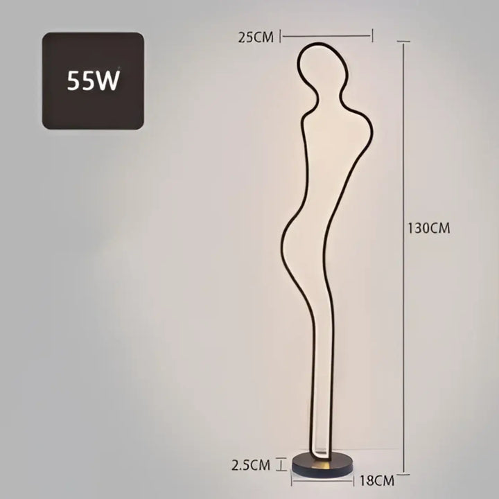 Femme Lampadaire Noir Élégant en Acrylique Sculpté