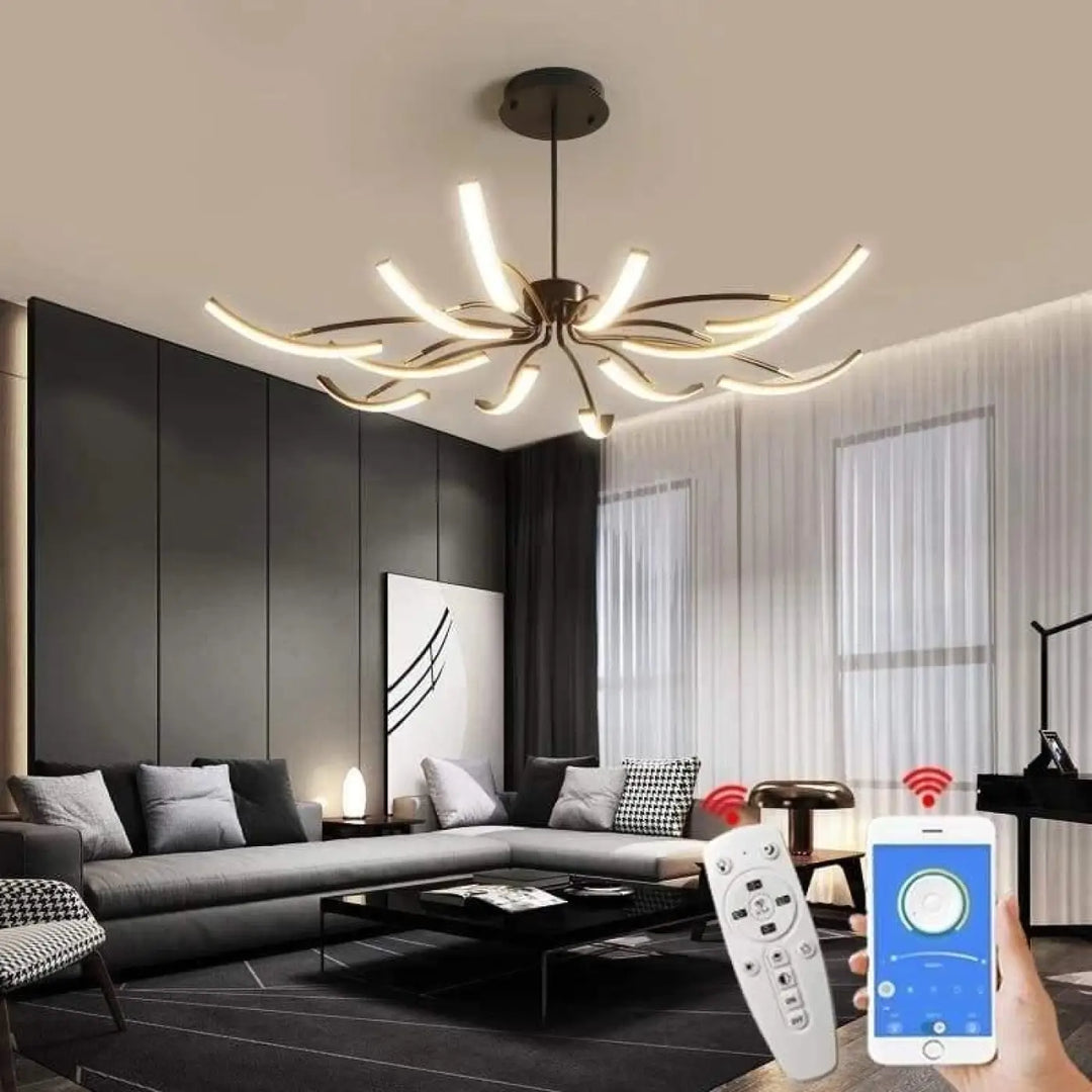 Grand Plafonnier LED à Bras Incurvés
