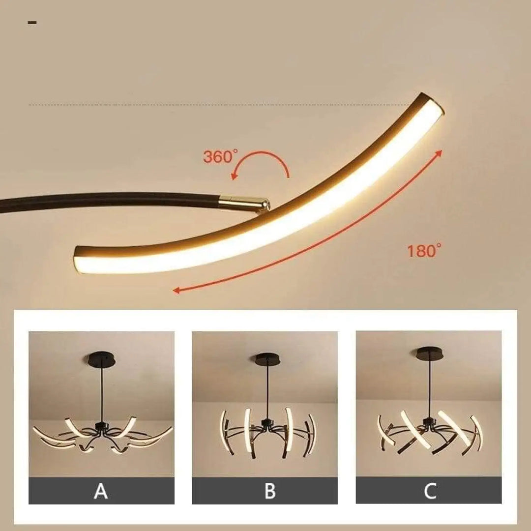 Grand Plafonnier LED à Bras Incurvés
